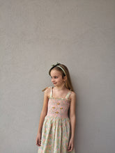 드 이미지 갤러리로 뷰어,Long skirt dress with hair clip- Garden pastel print 