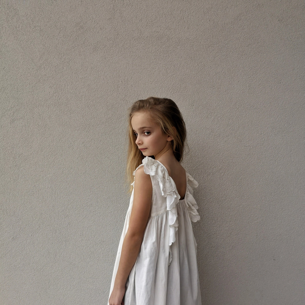 The Embroidered Wren dress (Vintage White)