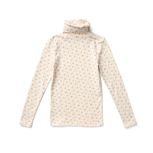 SNAP TURTLENECK- CALICO PRINT PTL, ROSEWOOD