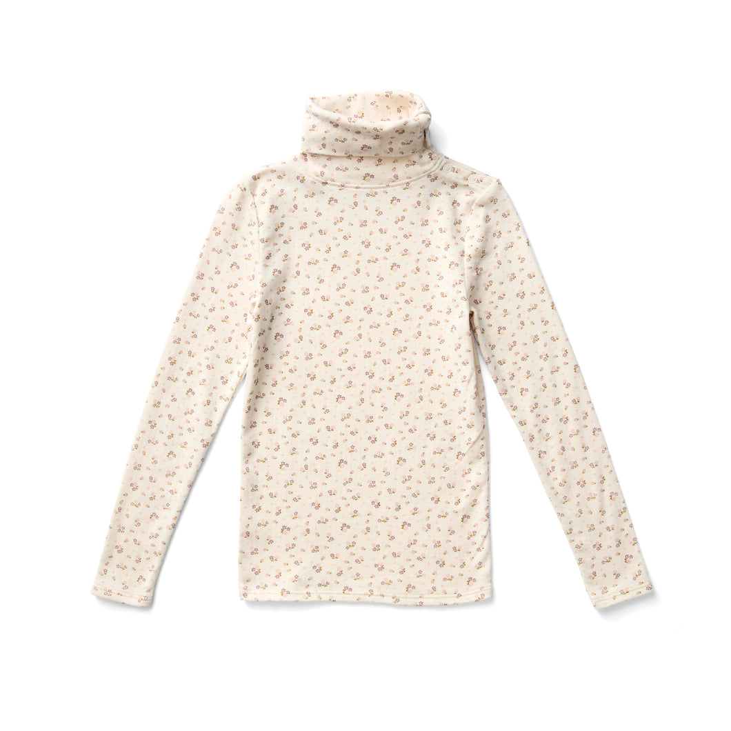 SNAP TURTLENECK- CALICO PRINT PTL, ROSEWOOD