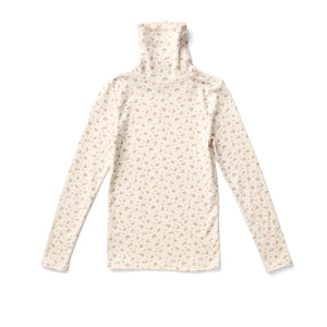 SNAP TURTLENECK- CALICO PRINT PTL, ROSEWOOD