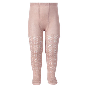 [50%OFF]Perle cotton tights with geometric openwork