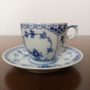 Royal Copenhagen Blue Fluted Half Lace 756| ロイヤルコペンハーゲン　ブルーフルーテッド カップ＆ソーサー２客| Royal Copenhagen的复古板 - Stellina