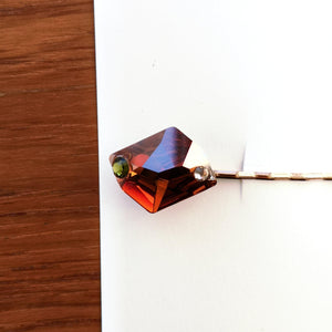 Swarovski hair clip- Cosmic - Crystal copper 3265 x peach/olive small stone - Stellina