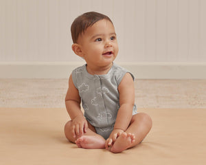 [50%OFF] ribbed henley romper | clouds - Stellina
