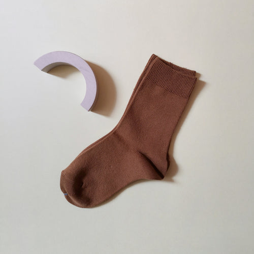 Plain short socks-TOFFEE (807)