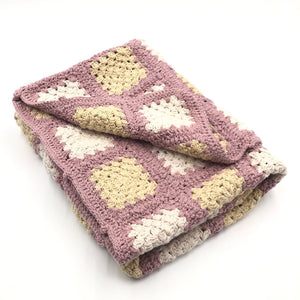 Organic granny square blanket-Dusky pink - Stellina