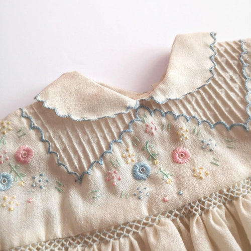 [Unworn] 1950's Hand embroidered dress 2Y (dead stock) - Stellina