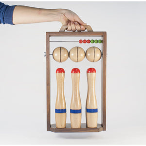 Wooden bowling set with frame - 24 cm - Stellina