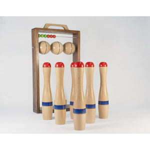 Wooden bowling set with frame - 24 cm - Stellina